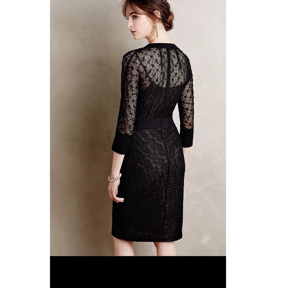 Anthropologie Byron Lars Beguile Mona Black Lace Button Front‎ Dress Lace Size 2 - Picture 2 of 14